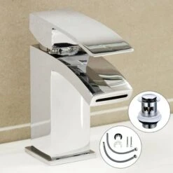 ARC Cloakroom Basin Mixer Tap Chrome Basin Sink Mono Bathroom + Fixings + Waste