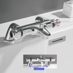 Thermostatic Shower Mixer Valve 1/2" Outlet, Modern Bath Mixer Tap Bar For Bathrooms, Hot & Cold Water 38℃ Intelligent Constant Temperature, Bathtub Chrome Faucet Diverter Valve Bath Tap