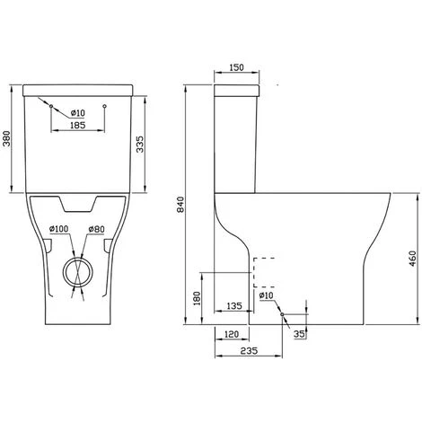 Comfort Height Rimless Close Coupled Toilet WC Soft Close Seat White Ceramic - Image 5