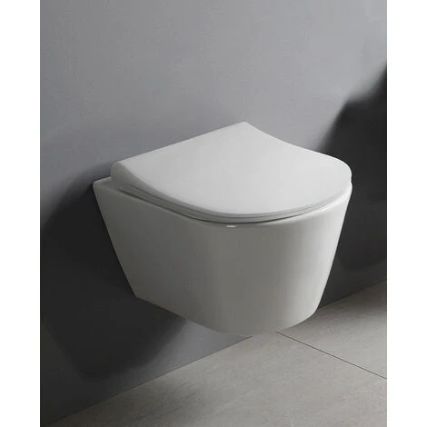 Lucco Avva Rimless Wall Hung Toilet With Soft Close Seat, White (Avvarimless) - Image 2