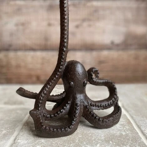 Cast Iron Octopus Wall Hook And Loo Roll Holder - Image 4