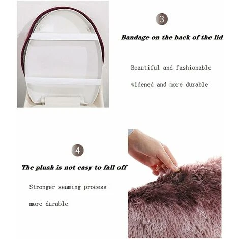 Thicken Bathroom Rugs Sets 3 Piece, Bath Rug + Contour Mat + Toilet Seat Cover, Non-Slip Bathroom Rugs With PVC Point Rubber Backing, Super Long Soft Microfiber Water Absorbent Red - Image 5