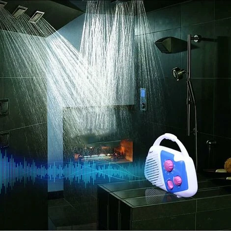 Waterproof Shower Radio Splashproof Mini AM FM Radio With Built-in Speaker And Adjustable Volume Hanging Water Resistant Shower Radio For Bathroom Outdoor - Image 3
