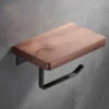 MUFF Solid Wood Toilet Roll Holder With Phone Shelf, Stick On Toilet Paper Holder For Bathroom, Walnut Solid Wood, No Drilling Installation(20cm Long, Ping Surface)