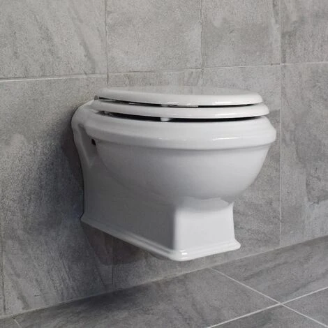 Greenwood Wall Hung Toilet Pan Traditional Design + Optional Concealed Cistern, Toilet Pan Only - Image 3