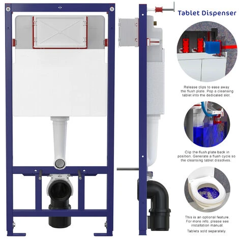 Black Square Rimless Wall Hung Toilet & 1.12m Concealed WC Cistern Frame Set - Gloss White Square Plate - Image 3