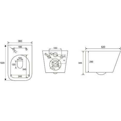 Black Square Rimless Wall Hung Toilet & 1.12m Concealed WC Cistern Frame Set - Gloss White Square Plate - Image 4