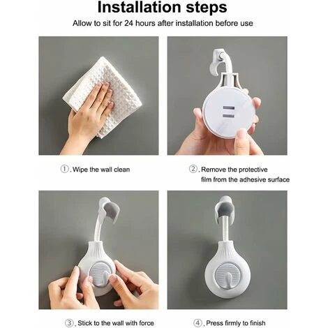 Bathroom Wall Mounted Shower Head Holder 360 Degree Adjustable Self Adhesive Shower Head Holder With Hook Holder, Green - Image 2