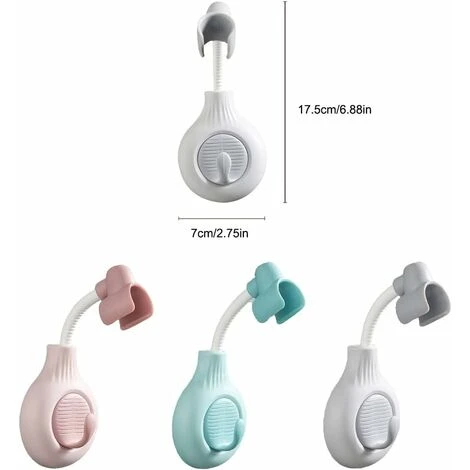 Bathroom Wall Mounted Shower Head Holder 360 Degree Adjustable Self Adhesive Shower Head Holder With Hook Holder, Green - Image 3