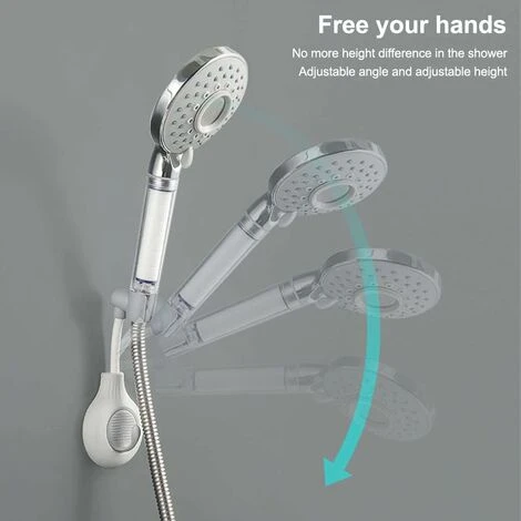 Bathroom Wall Mounted Shower Head Holder 360 Degree Adjustable Self Adhesive Shower Head Holder With Hook Holder, Green - Image 4