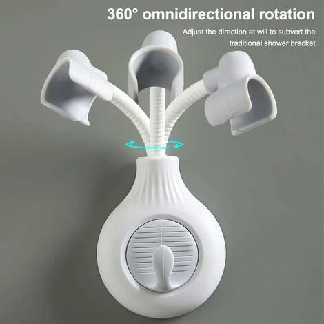 Bathroom Wall Mounted Shower Head Holder 360 Degree Adjustable Self Adhesive Shower Head Holder With Hook Holder, Green - Image 5