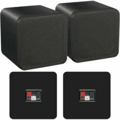 Pair Of 4 Inch ABS Bookshelf Speakers 80W 8Ohm Black HiFi Surround Home Cinema