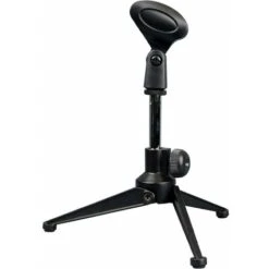 Desk Microphone Stand - Mini Black Tripod Foot Base €“ Adjustable Height