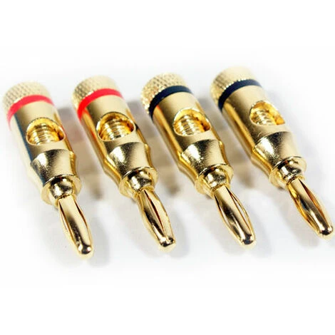 8x Premium 4mm Banana Plugs 24k Gold Plated Speaker Cable Amp HiFi Connectors