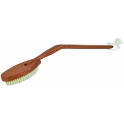Long Handled Wooden Bath Brush - Ergonomically Angled Extra Long Handle