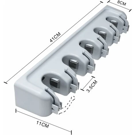 Wall-Mounted Broom Holder With 5 Slots And 6 Multi-Task Hooks - Image 5
