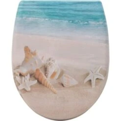 WOLTU Toilet Seats Soft Close Easy Cleaning Loo Seat With Adjustable Hinges Beautiful Beach