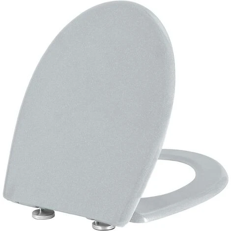 WOLTU Quick Release WC Toilet Seats Soft Close Slow Hinge Attached For Family Bathroom Grey - Image 3