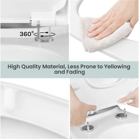 WOLTU Square WC Toilet Seats White Soft Close Quick Release Toilet Lid Cover - Image 5