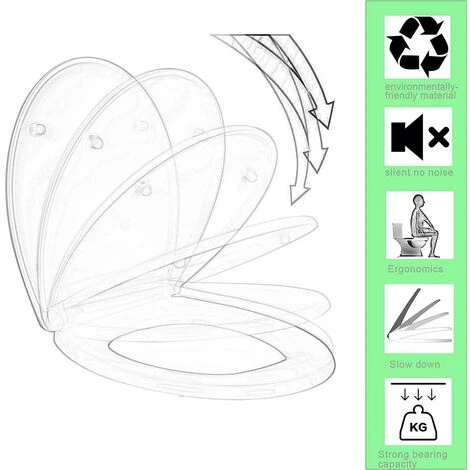 WOLTU Wooden Toilet Seats Soft Close WC Seat Hinge Ideal For Standard Toilet Granite - Image 5