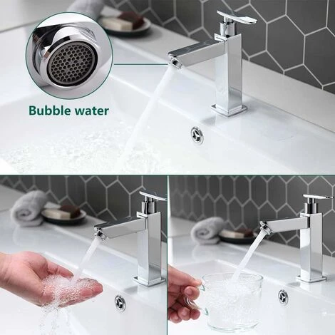 Basin Faucet Cold Water Only Durable Metal Bathroom Faucet Hand Wash Faucet Ceramic Cartridge Aerator Pull Out Convenient To Clean Or Replace Modern Design - Image 2