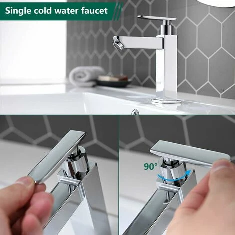 Basin Faucet Cold Water Only Durable Metal Bathroom Faucet Hand Wash Faucet Ceramic Cartridge Aerator Pull Out Convenient To Clean Or Replace Modern Design - Image 3