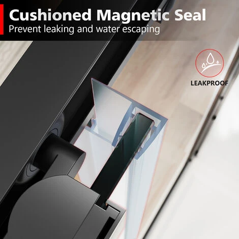 ELEGANT 1000 X 800 Mm Sliding Shower Enclosure Matt Black Frame Cubicle With Tray And Waste + Side Panel + Riser Kit - Image 5