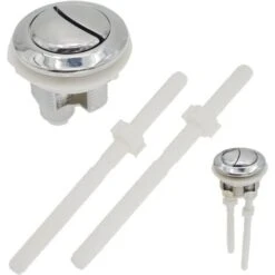 Universal 38mm Round Double Push Cistern Toilet Flush Button Chrome Plastic Closestool Replacement Double Rod Push Citern Water Tank Standard Part Silver 1 Pack