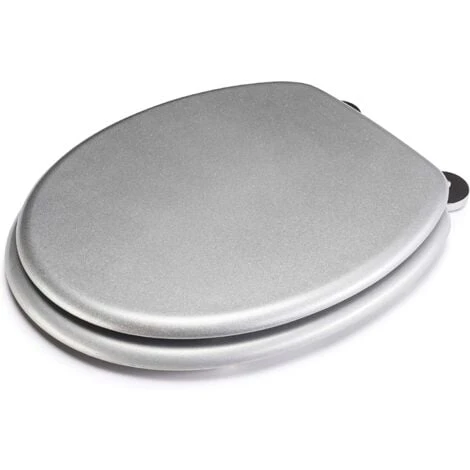 Croydex Flexi-Fix Quartz Top & Bottom Fix Toilet Seat, Silver - Image 2