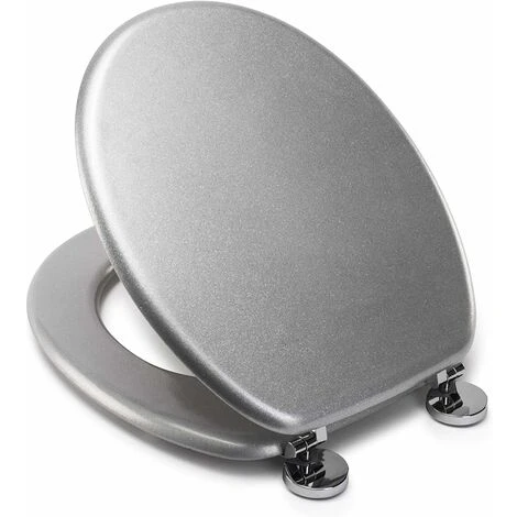 Croydex Flexi-Fix Quartz Top & Bottom Fix Toilet Seat, Silver - Image 3