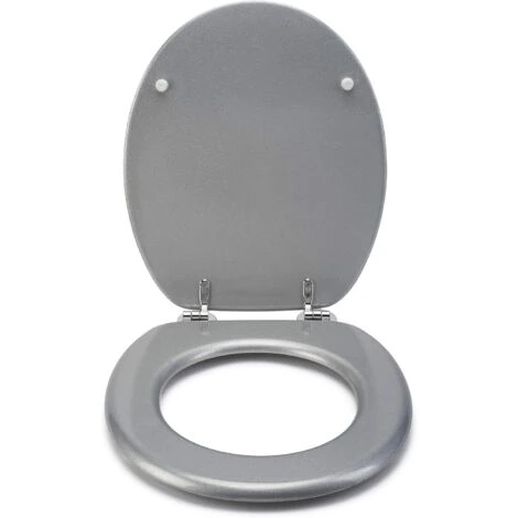 Croydex Flexi-Fix Quartz Top & Bottom Fix Toilet Seat, Silver - Image 4