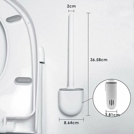 Toilet Brush (2 Pack) Silicone Toilet Brush, Toilet Brush And Holder With Soft Bristles And Non-slip Grip - Clean And Dry Quickly - Image 4