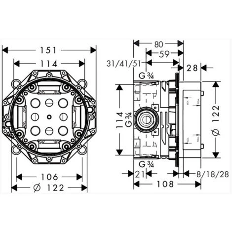 Hansgrohe IBox Basic Set Universal 1/2 And 3/4 (01800180) - Image 2