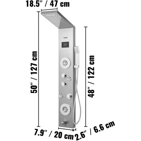 Thermostaic Shower Panel Column Tower LED Waterfall Massage System Body Jet - Image 2