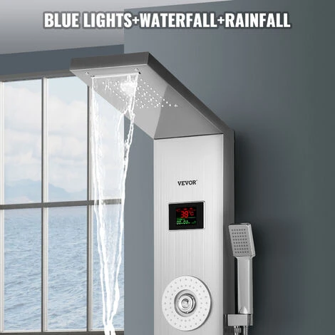 Thermostaic Shower Panel Column Tower LED Waterfall Massage System Body Jet - Image 3