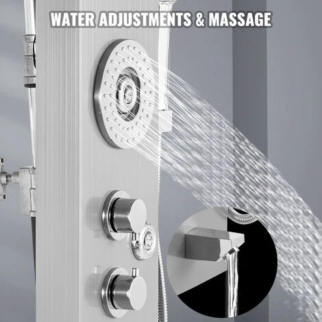 Thermostaic Shower Panel Column Tower LED Waterfall Massage System Body Jet - Image 5