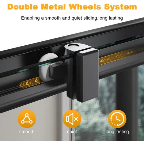 ELEGANT 760 X 760 Mm Sliding Corner Entry Shower Enclosure Door Cubicle Matt Black Frame - Image 4