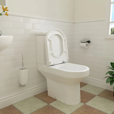 Sky Close Coupled Toilet Soft Close Seat Ceramic White Bathroom Round Traditional - Image 3