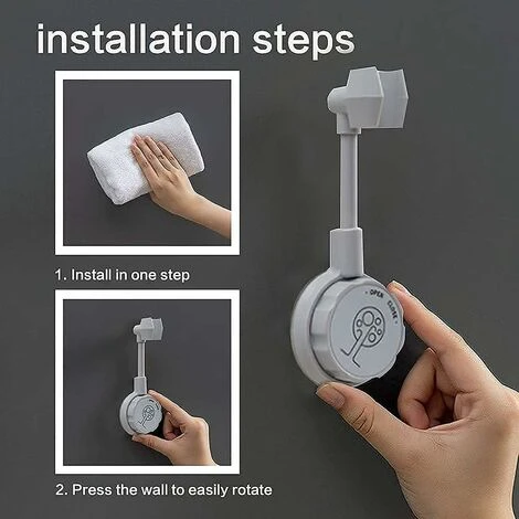 Suction Cup Shower Head Holder, Suction Cup Wall Mounted Hand Shower Holder, Hand Shower Holder, Suitable For Bathrooms, Hotels, Bath Centers (No Nails And No Glue) White - Image 2