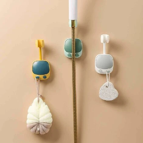 360 Degree Rotating Bathroom Shower Head Holder Punch-free Adjustable Suction Cup Mount Bracket Shower Holder Blue Yellow - Image 2