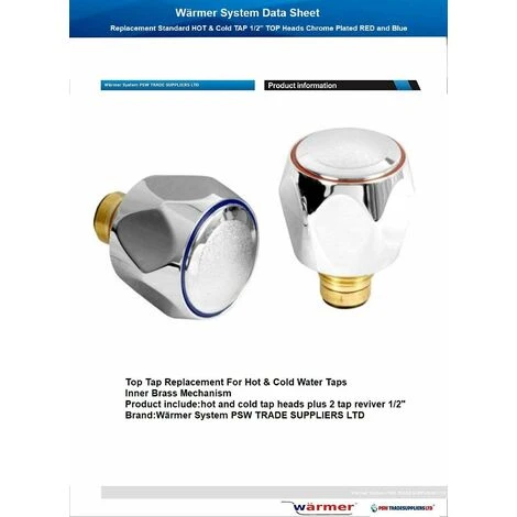 Hot And Cold Standard Replacement Faucet Chrome Head Red And Blue - Image 2