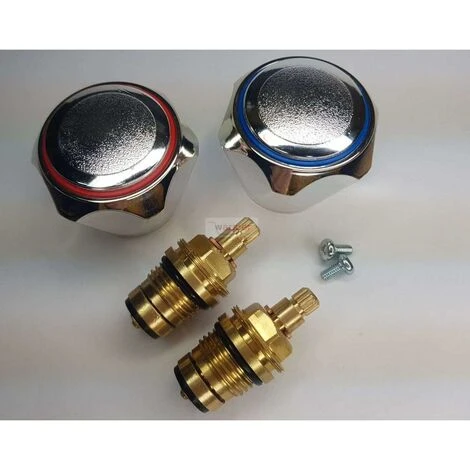 Hot And Cold Standard Replacement Faucet Chrome Head Red And Blue - Image 3