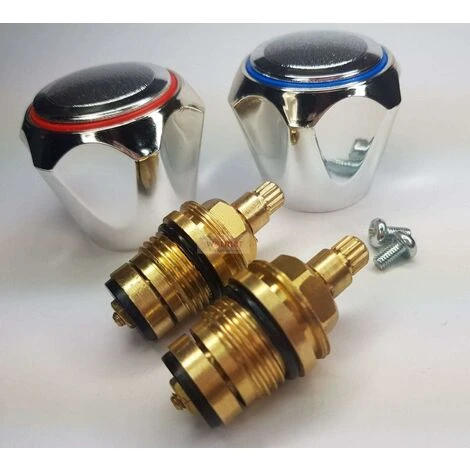 Hot And Cold Standard Replacement Faucet Chrome Head Red And Blue - Image 5