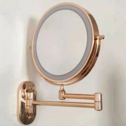 8'' Wall Mounted Mirror LED Magnification, USB Rechargeable With 1X/10X，gold