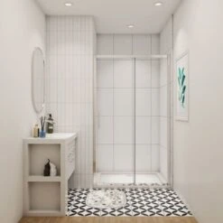 SKY Sliding Shower Door Modern Bathroom 6mm Safety Glass Shower Enclosure Cubicle 1100mm