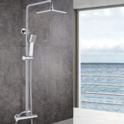 Sky Thermostatic Mixer Shower Set COOL TOUCH Thermostatic Valve Square Silver