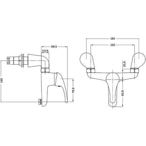 Chrome Bathroom Bath Filler Mixer Tap Deck Mounted Single Lever Modern - Image 2