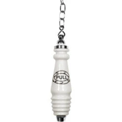 Traditional Ceramic & Chrome Toilet Chain Flush Pull For High Level Cisterns