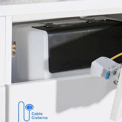 Concealed WC Toilet Cistern With Matt Black Cable Flush Plate - Right Water Entry - Image 2