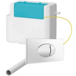 Concealed WC Toilet Cistern With Chrome Cable Flush Plate - Right Water Entry